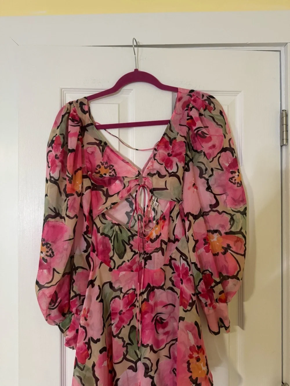 NWT For Love & Lemons Tiana Printed Floral Sheer Cut Out Midi Dress Size XS - Picture 5 of 9